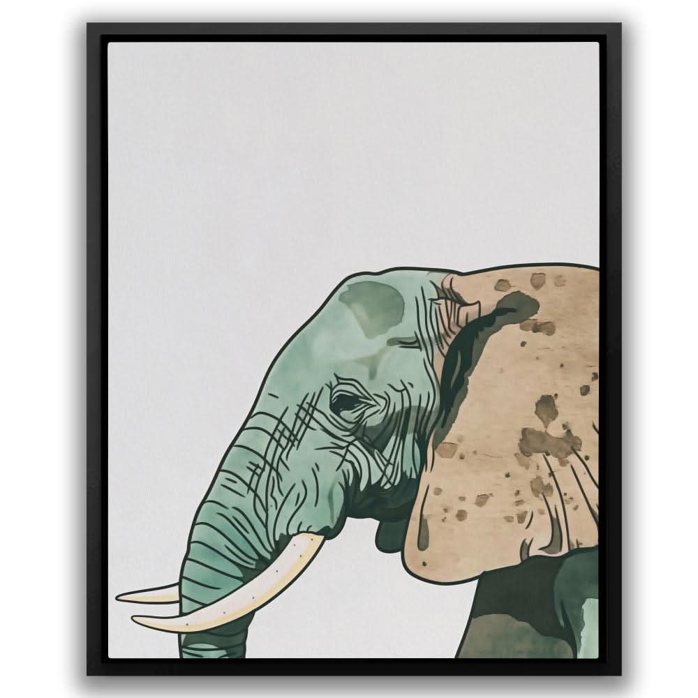 Green Elephant - Earth Tones Elephant Canvas Print