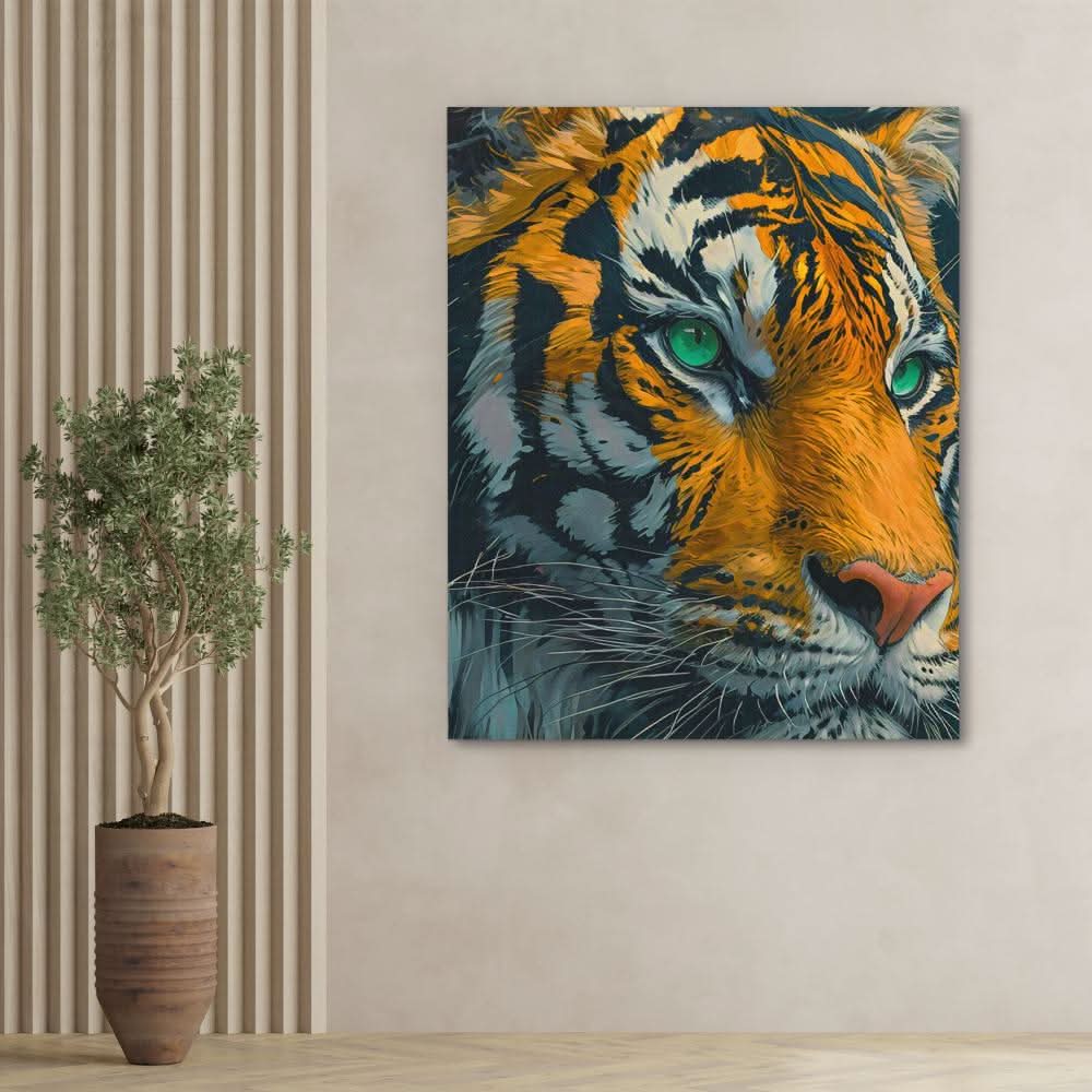 Green Eyed Tiger - Orange Big Cat Canvas Print