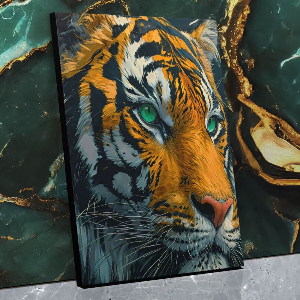 Green Eyed Tiger - Large Canvas Print