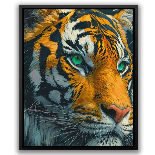Green Eyed Tiger - Wall Art in Black Frame