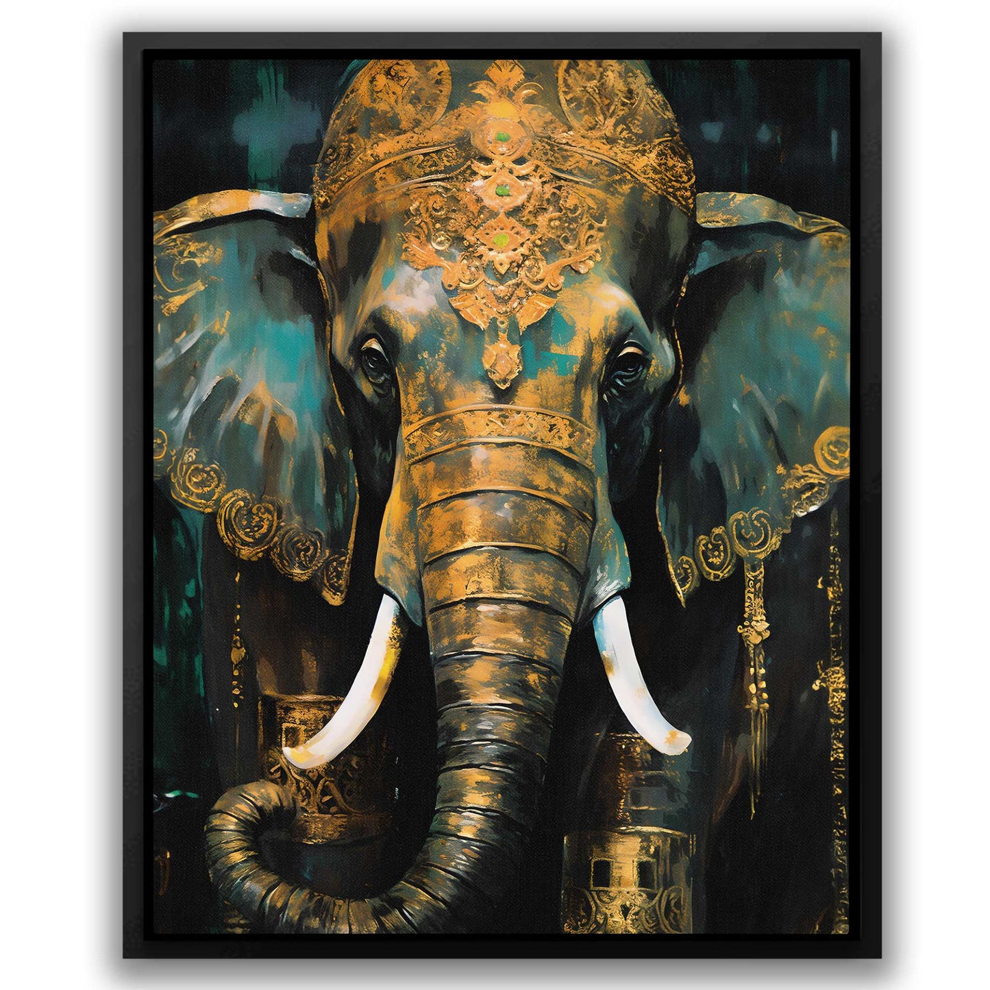 Green Guardian - Blue Elephant Canvas Print