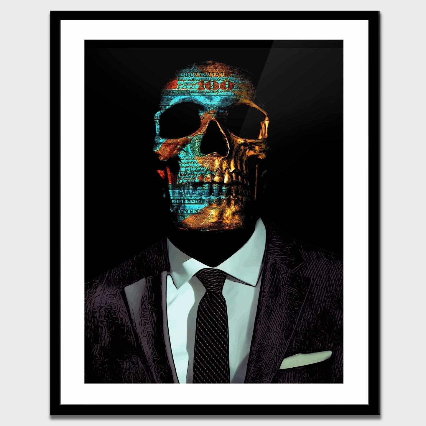 Green Money Skull Semi-gloss Print - Large Canvas Print