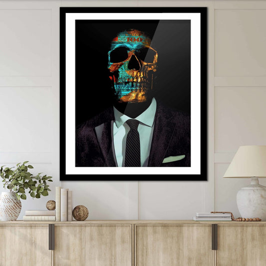 Green Money Skull Semi-gloss Print - Macabre Canvas Wall Art
