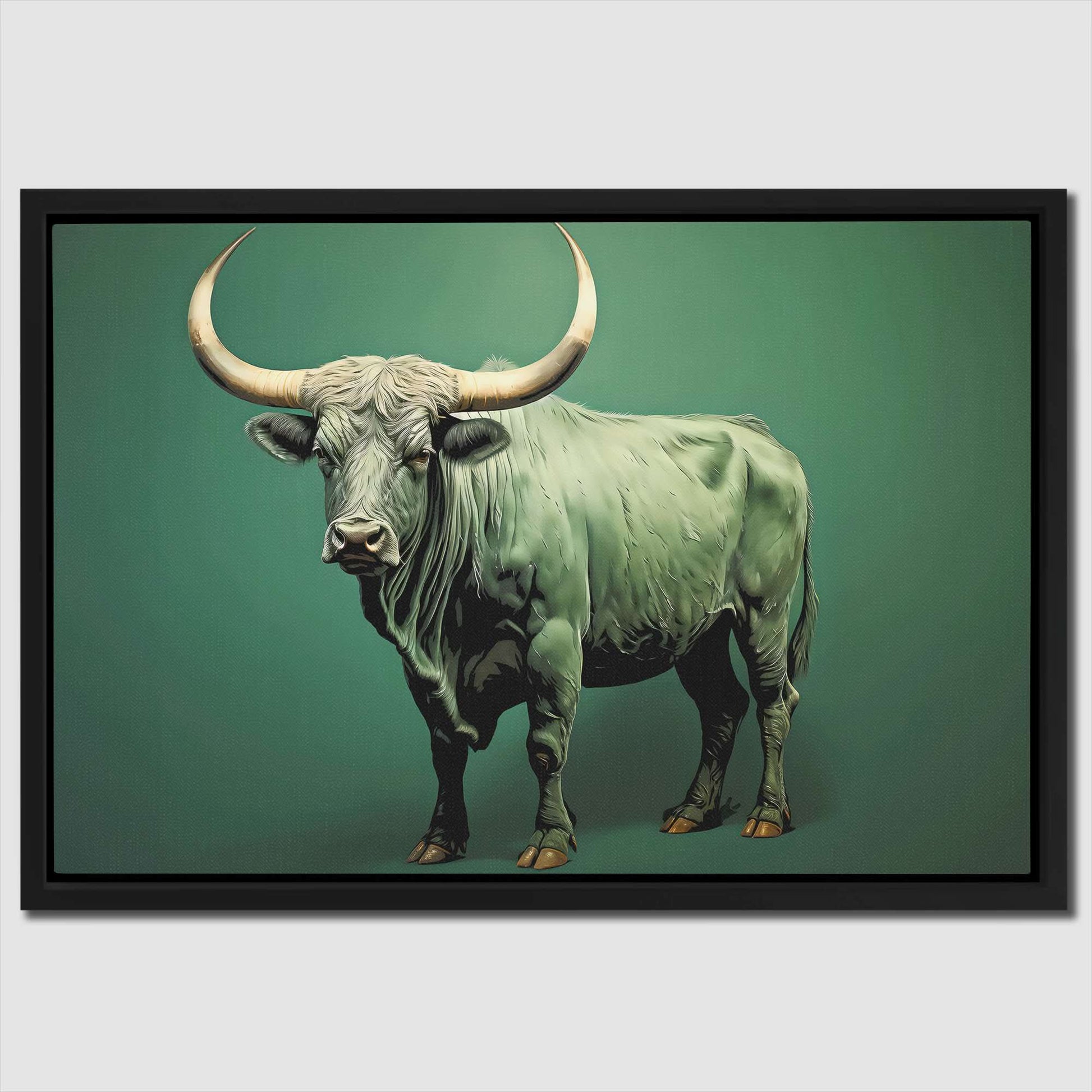 Green Ox - Wall Art in Black Frame