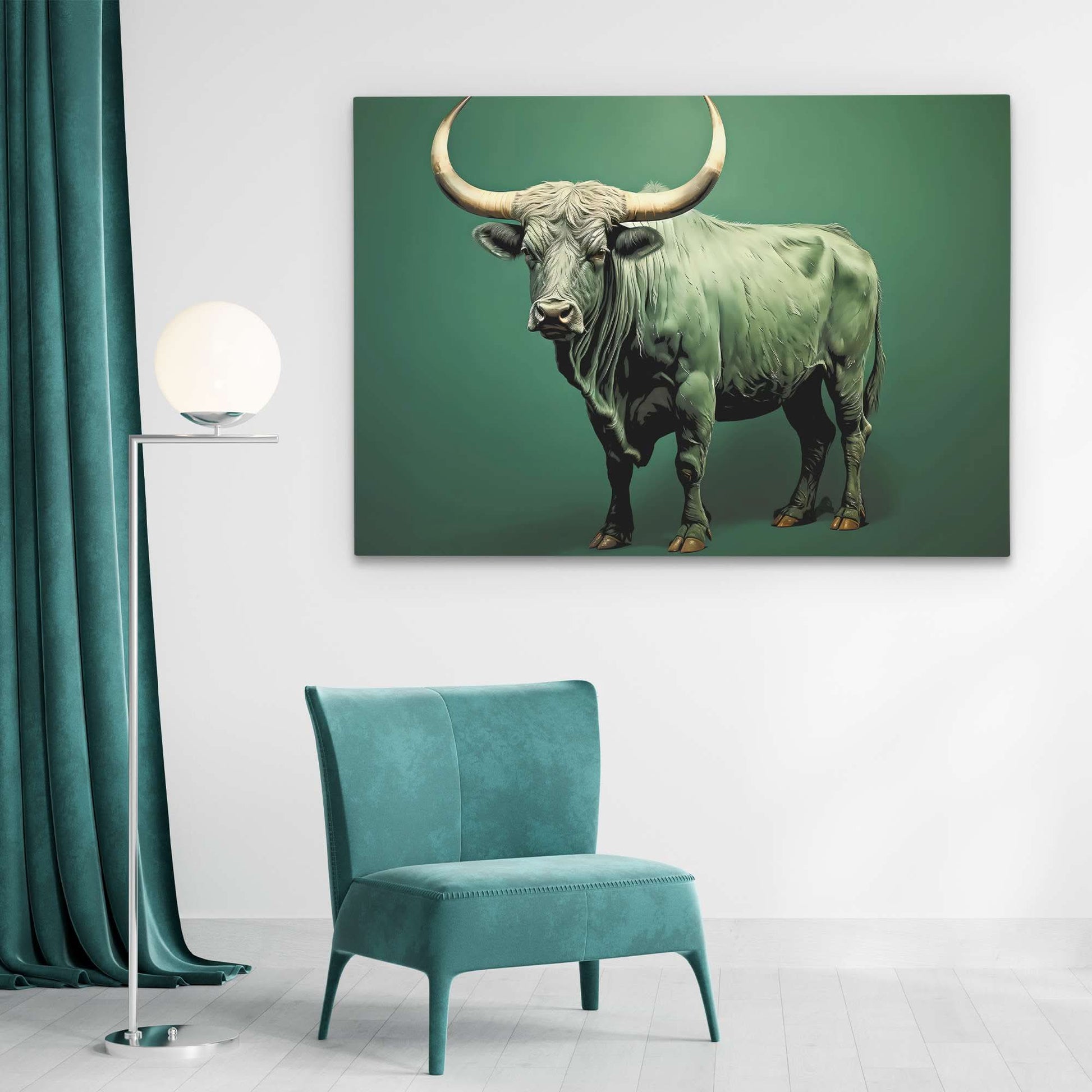 Green Ox - Oversized Animals Canvas Wall Art
