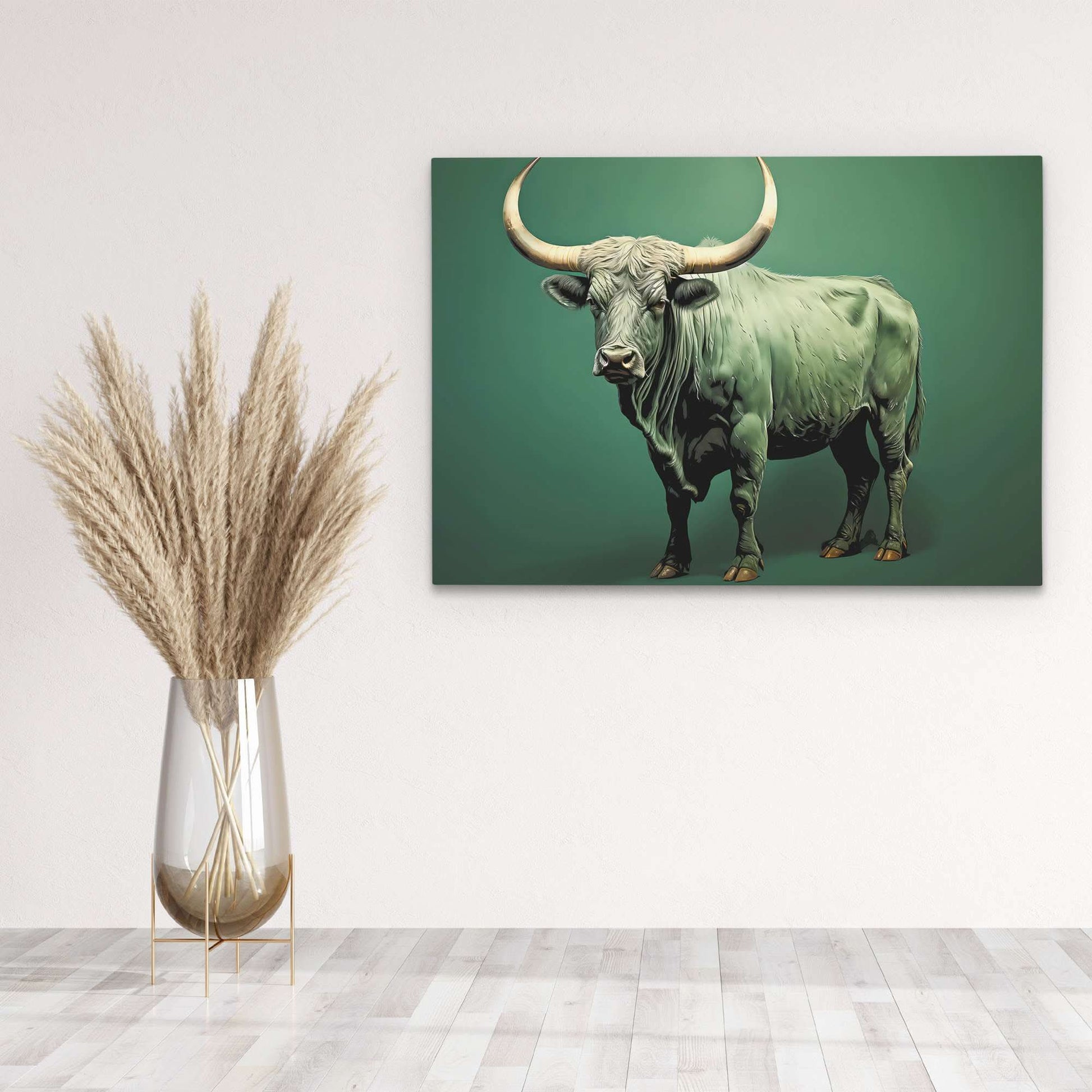 Green Ox - Green Canvas Wall Art