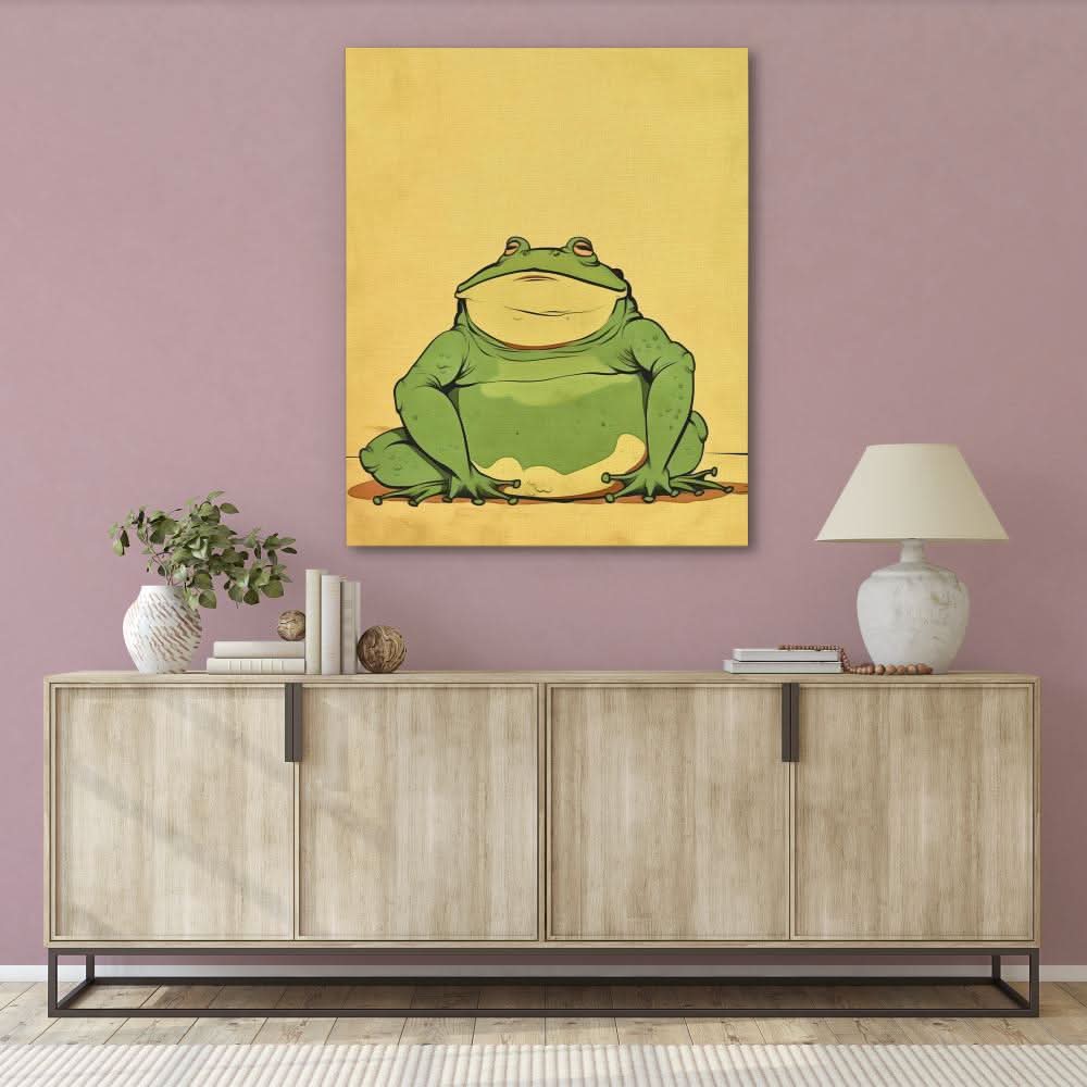 Green Ponderer - Green Frog Canvas Print