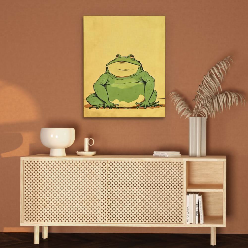 Green Ponderer - Contemporary Wall Art in Black Frame