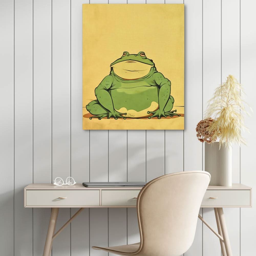 Green Ponderer - Modern Yellow Canvas Wall Art