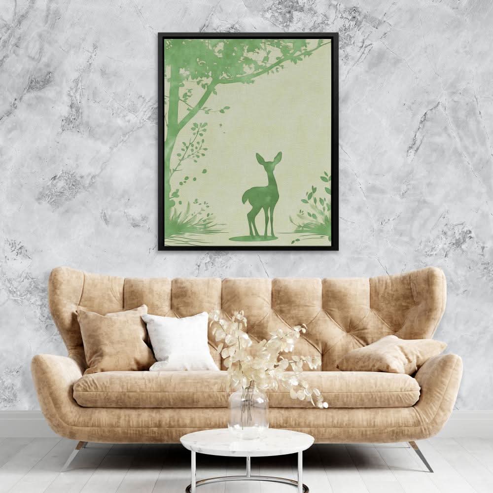 Green Prairie - Nature Wall Art in Black Frame