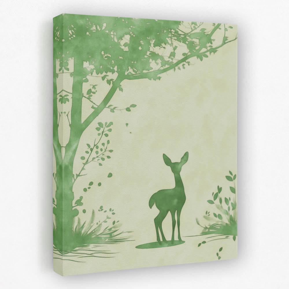 Green Prairie - Deer Canvas Wall Art