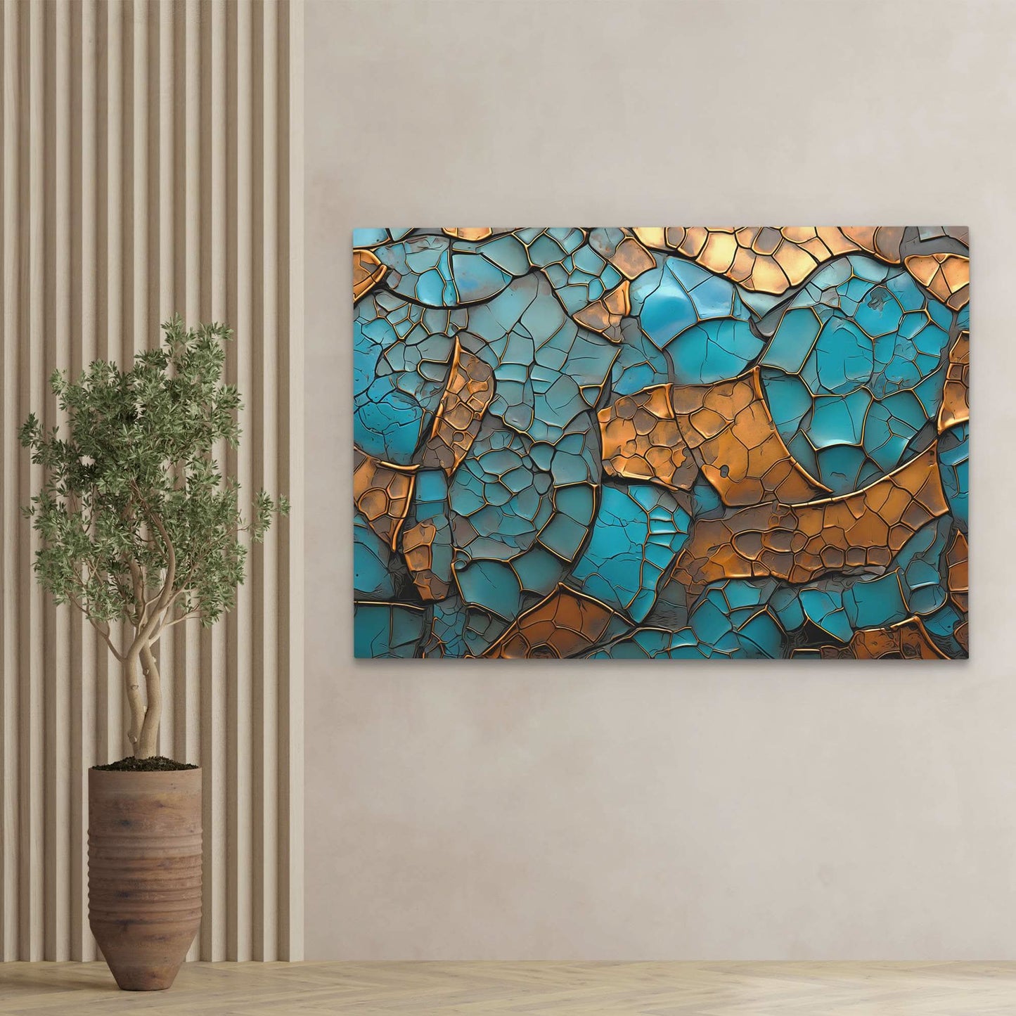 Green Savannah - Abstract Wall Art in Black Frame