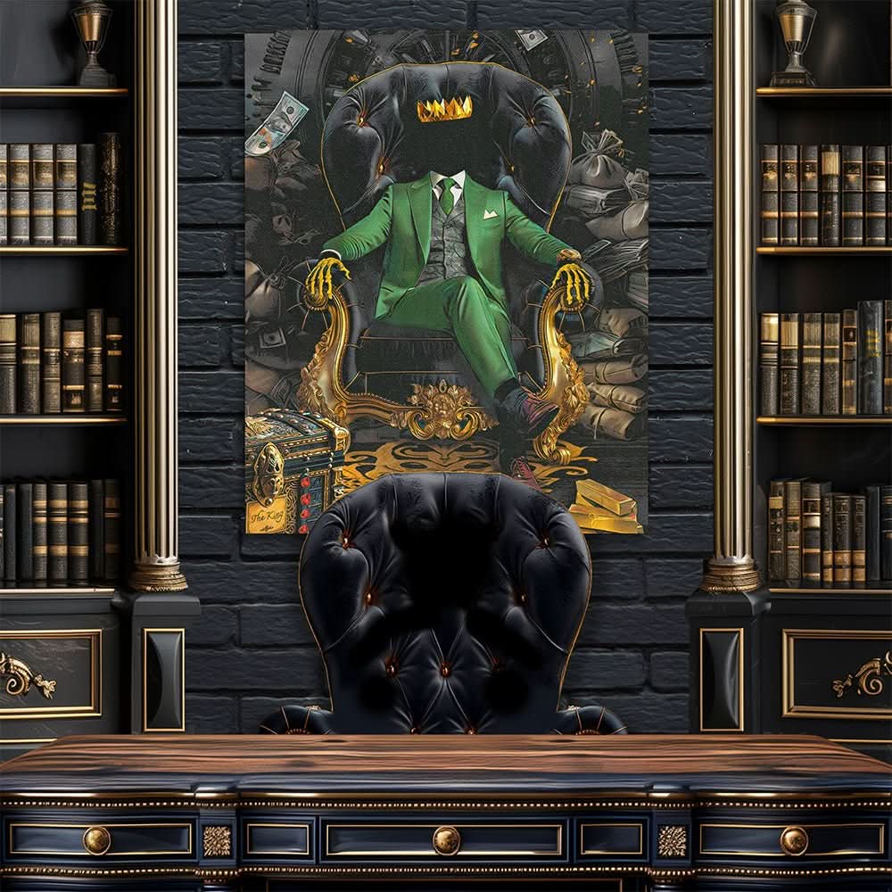 Green Vault King - Gothic Wall Art in Black Frame