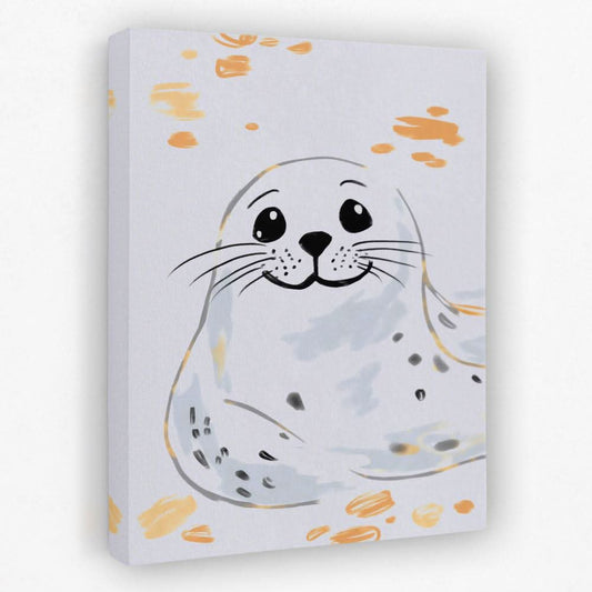 Grey and White Seal - Animals Canvas Wall Art