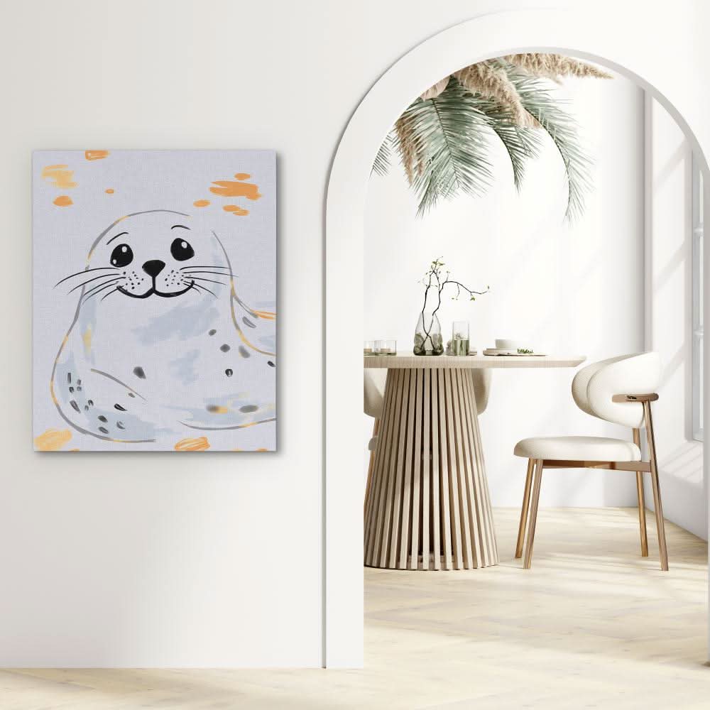 Grey and White Seal - Animals Art for Bedroom