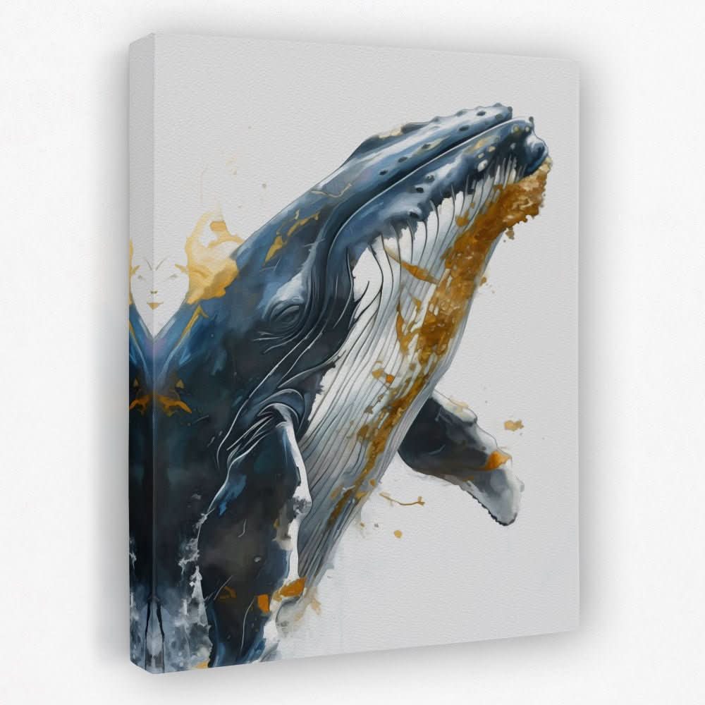 Grey Whale Breaching - Animals Canvas Wall Art