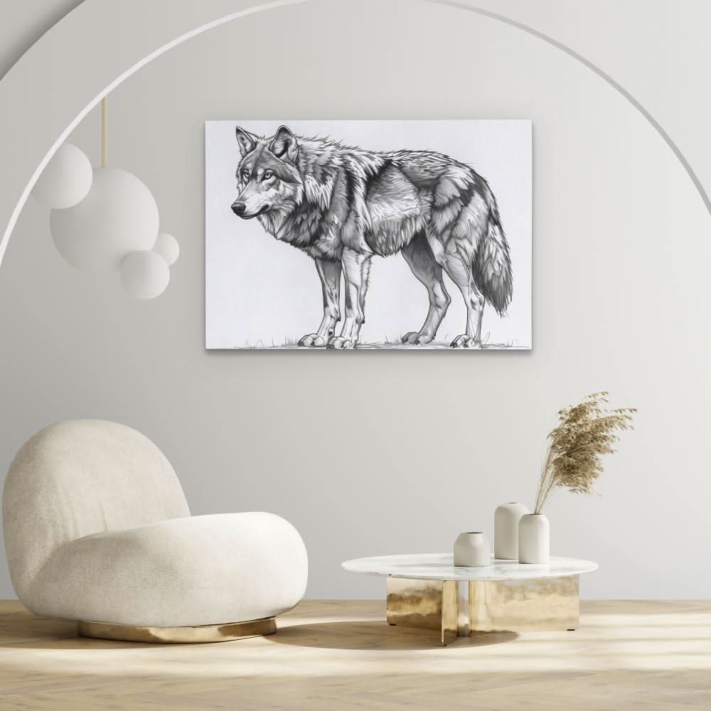 Grey Wolf - Black and White Canvas Print