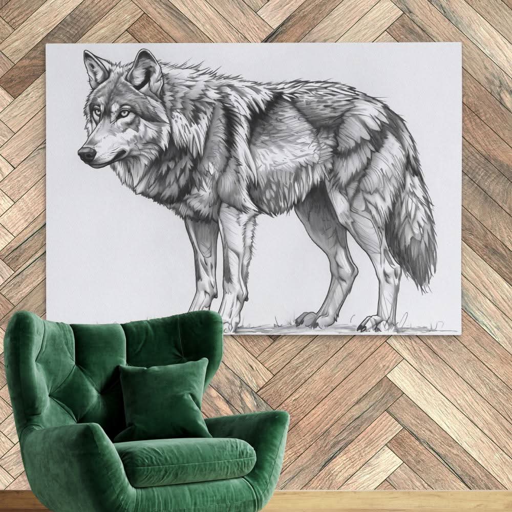 Grey Wolf - Large Minimalist Canvas Print