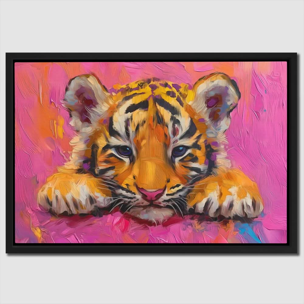 Grumpy Tiger Cub - Colorful Baby Animal Canvas Print