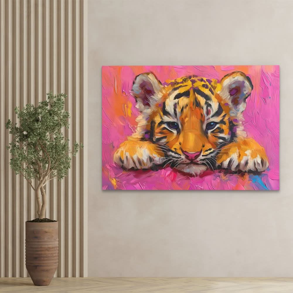 Grumpy Tiger Cub - Large Abstract Canvas Print