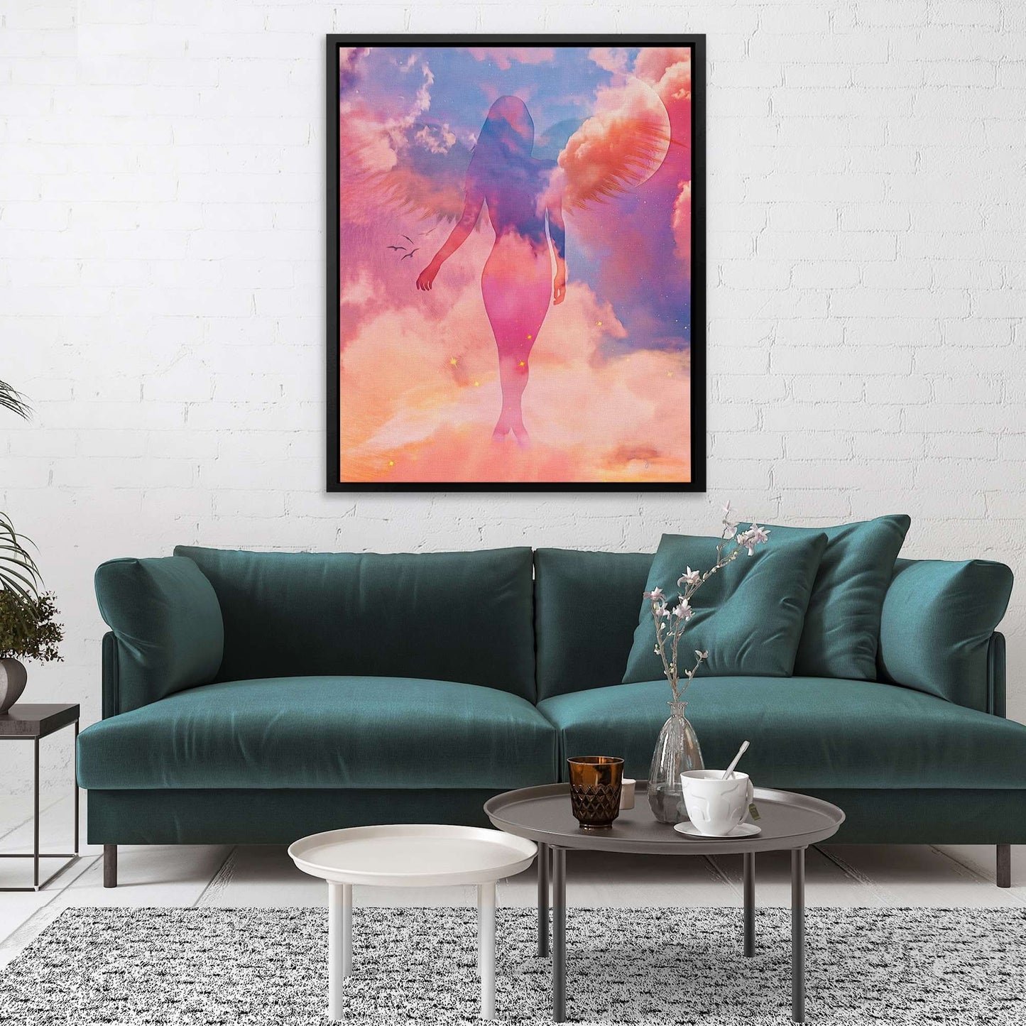 Guardian Angel - Pink Canvas Wall Art