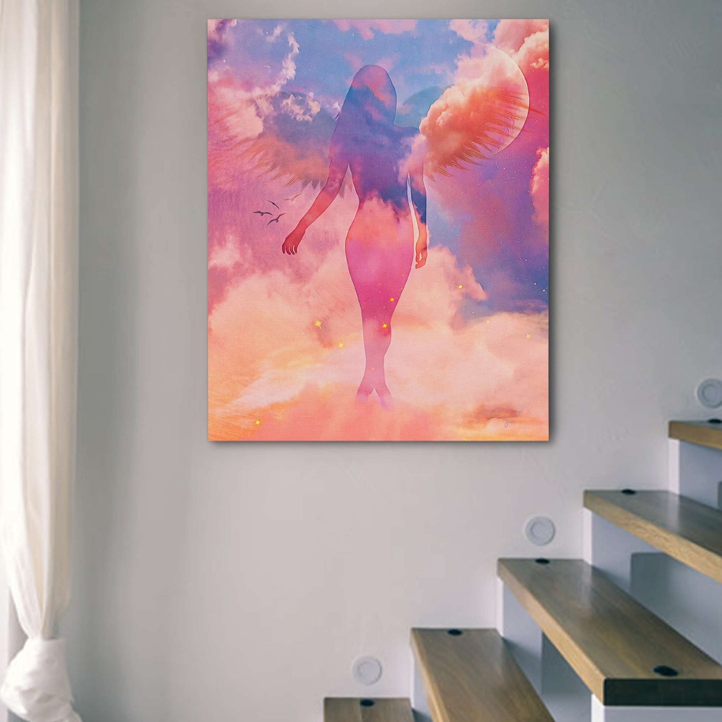 Guardian Angel - Pink Female Canvas Print