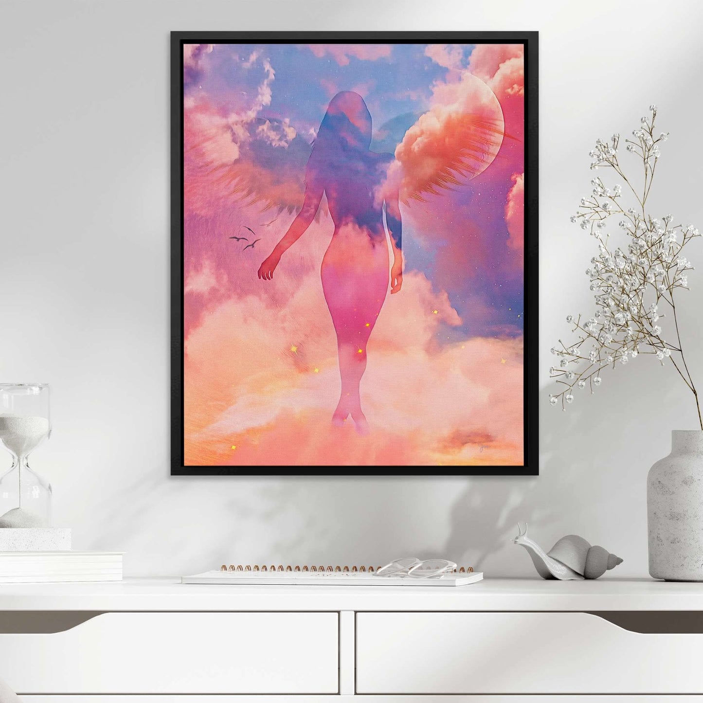 Guardian Angel - Wall Art in Black Frame