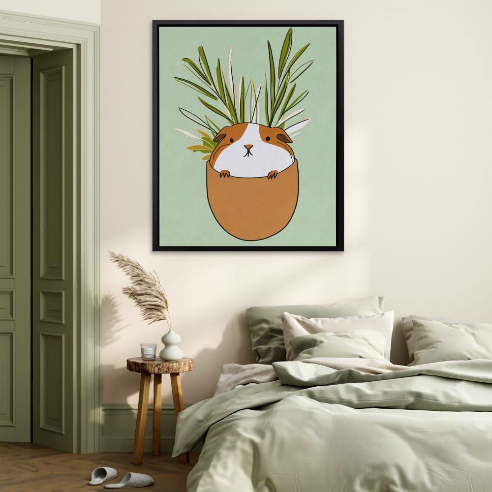 Guinea Pig in a Cup - Guinea Pig Wall Art in Black Frame