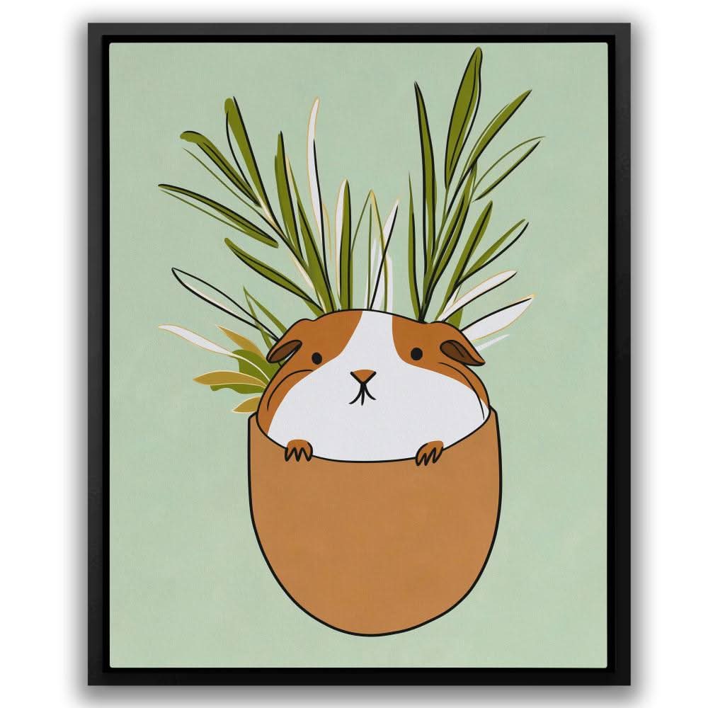 Guinea Pig in a Cup - Minimalist Neutral Canvas Wall Art
