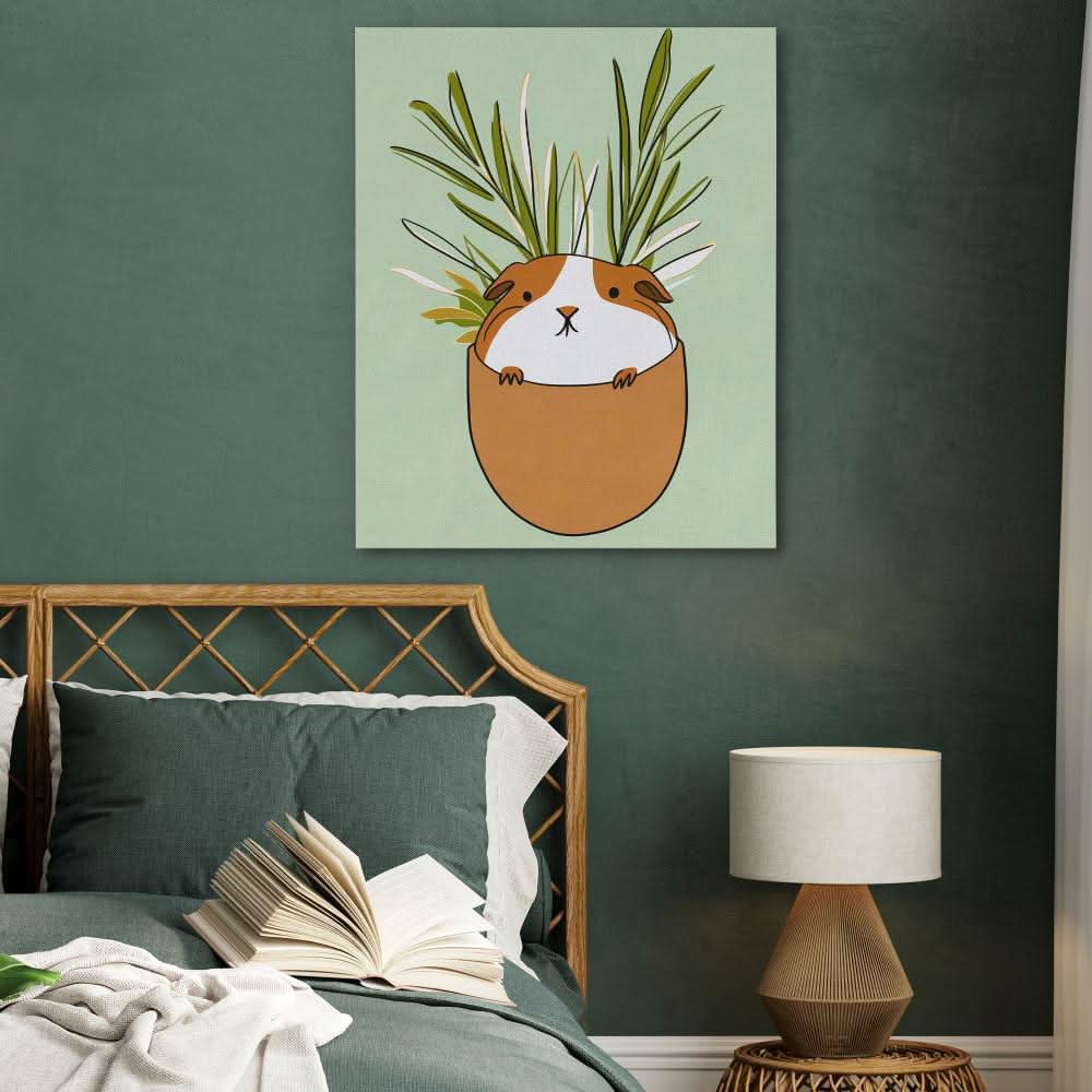 Guinea Pig in a Cup - Green Guinea Pig Canvas Print