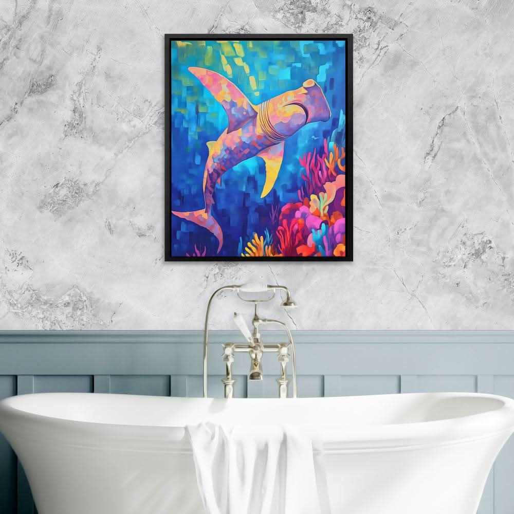 Hammerhead Colorwav - Wall Art in Black Frame