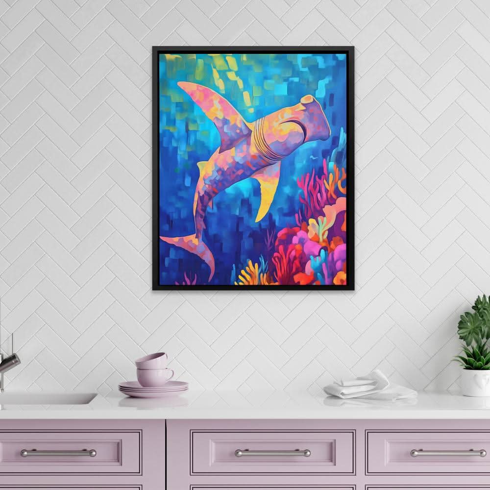 Hammerhead Colorwav - Blue Wall Art