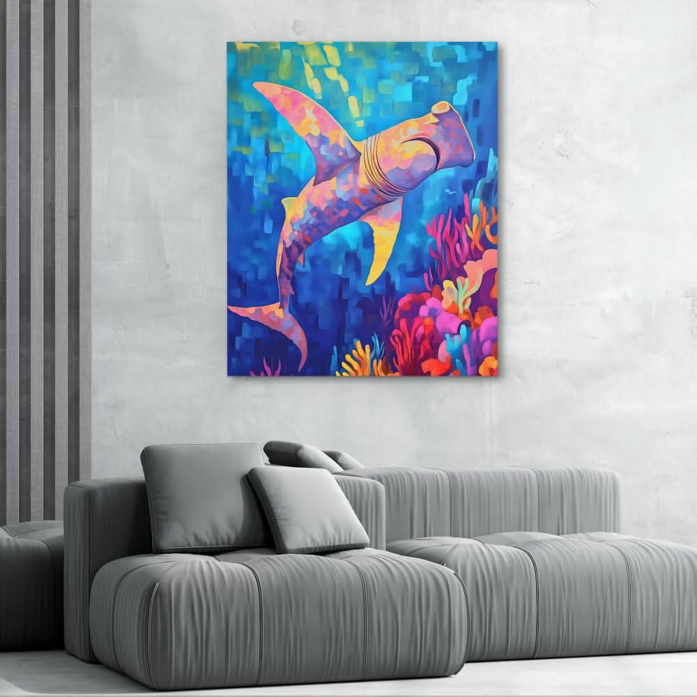 Hammerhead Colorwav - Large Canvas Print