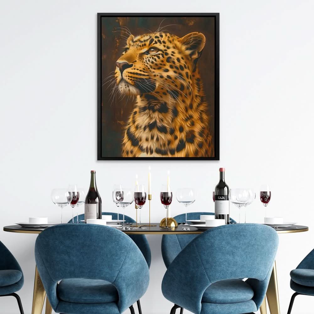 Handsome Leopard - Modern Black and Gold Canvas Wall Art