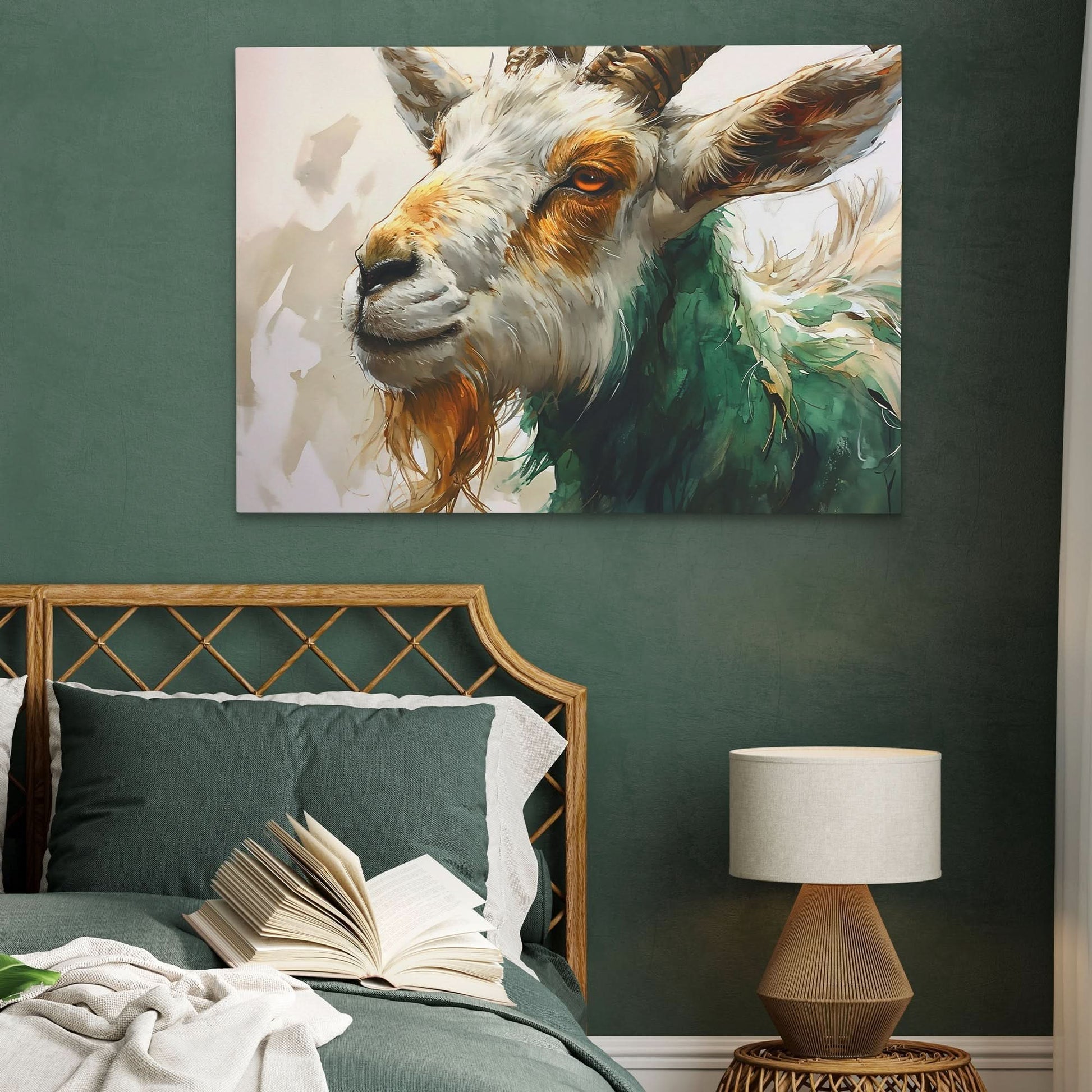Happy Goat - Gold Canvas Wall Art