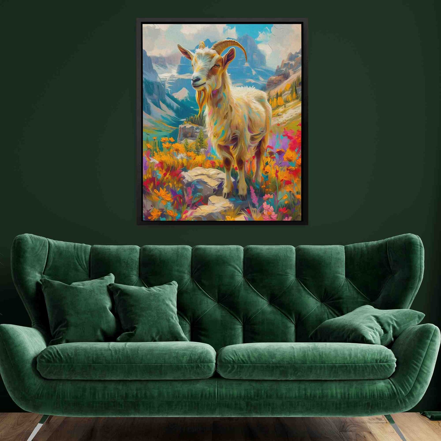 Happy Mountain Goat - Maximalist Canvas Wall Art