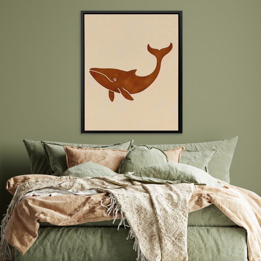 Happy Whale - Beige Wall Art for Kids Room