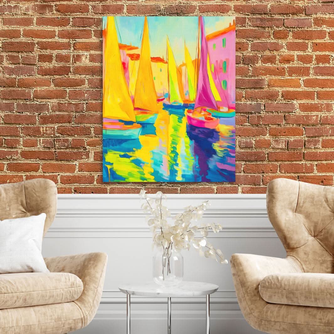 Harbor Kaleidoscope - Coastal Wall Art in Black Frame
