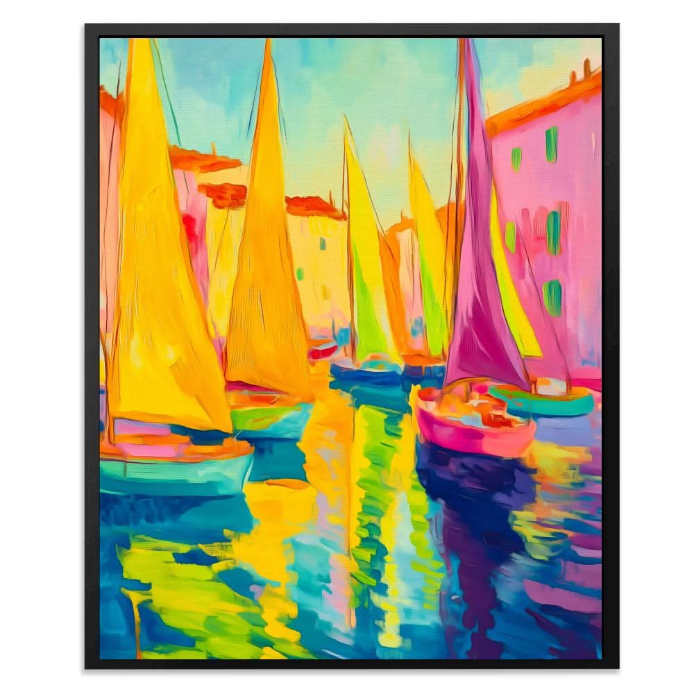 Harbor Kaleidoscope - Blue Coastal Canvas Print