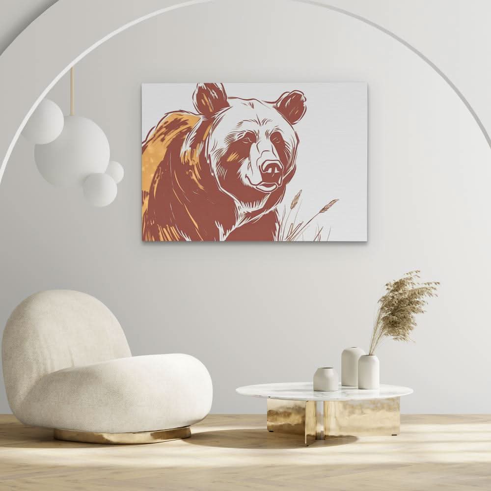 Harmonious Bear - Earth Tones Bear Canvas Print