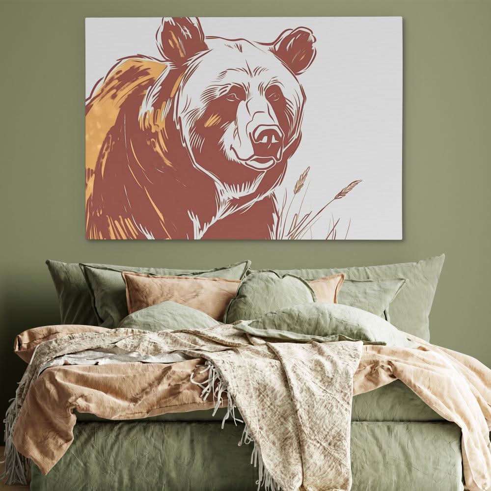 Harmonious Bear - Earth Tones Canvas Wall Art