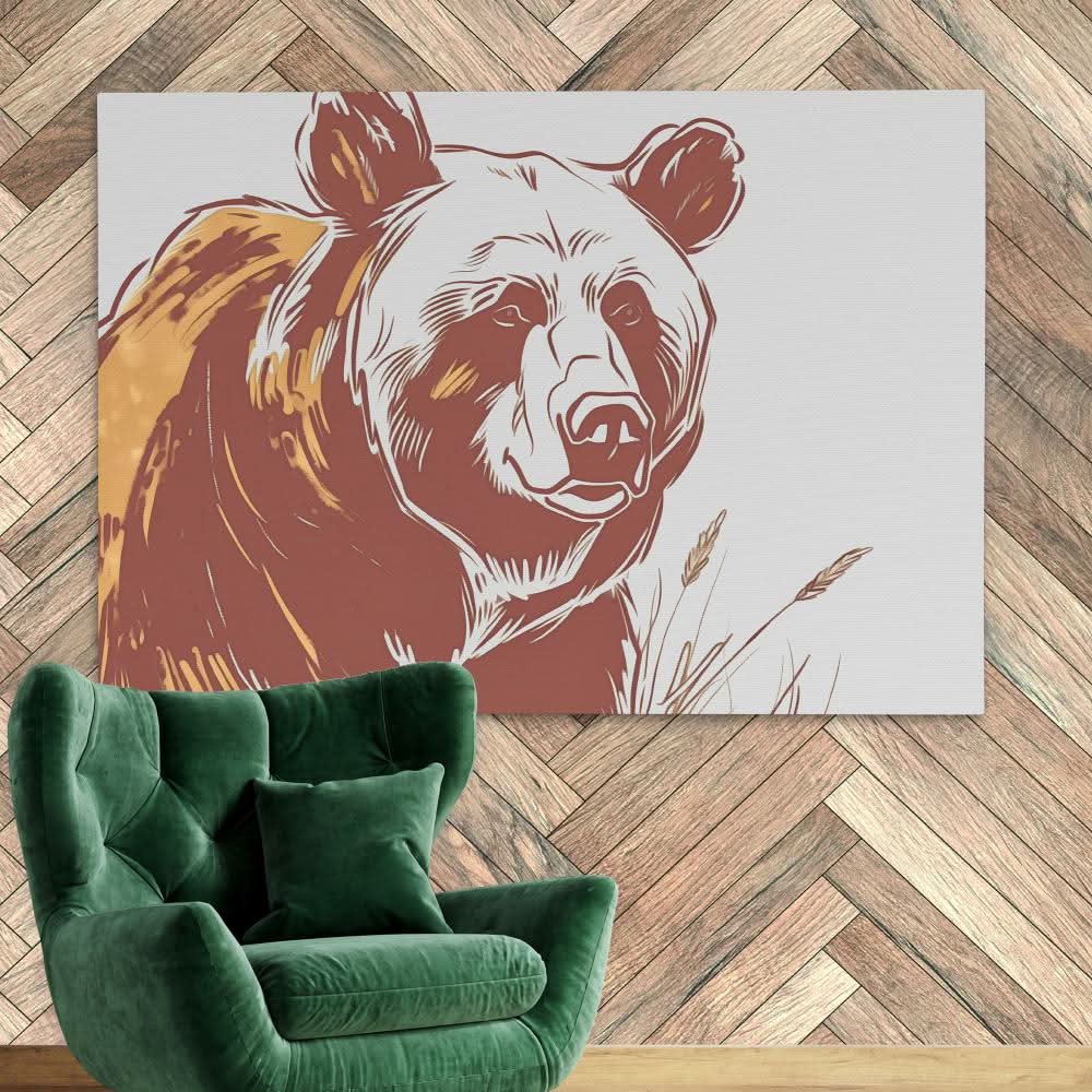 Harmonious Bear - Bear Wall Art in Black Frame