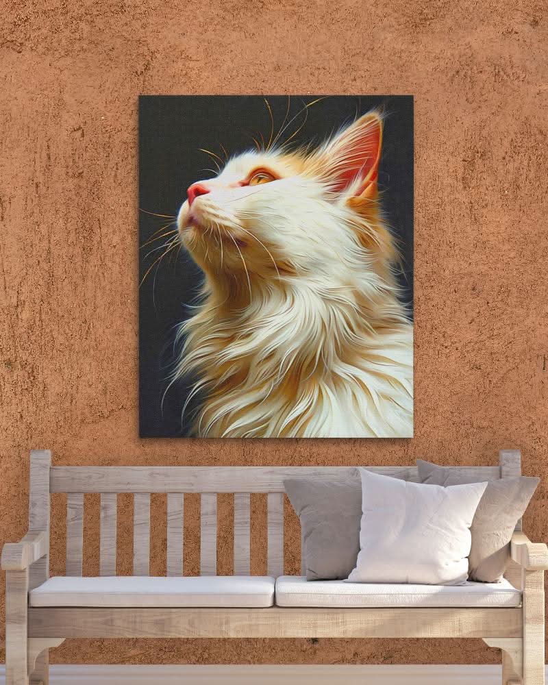 Harmonious Feline - Neutral Cat Canvas Print