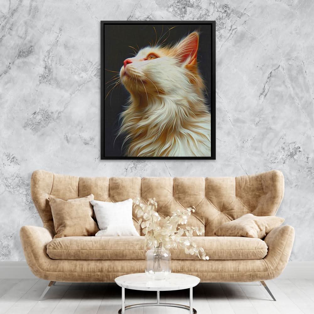 Harmonious Feline - Cat Wall Art in Black Frame