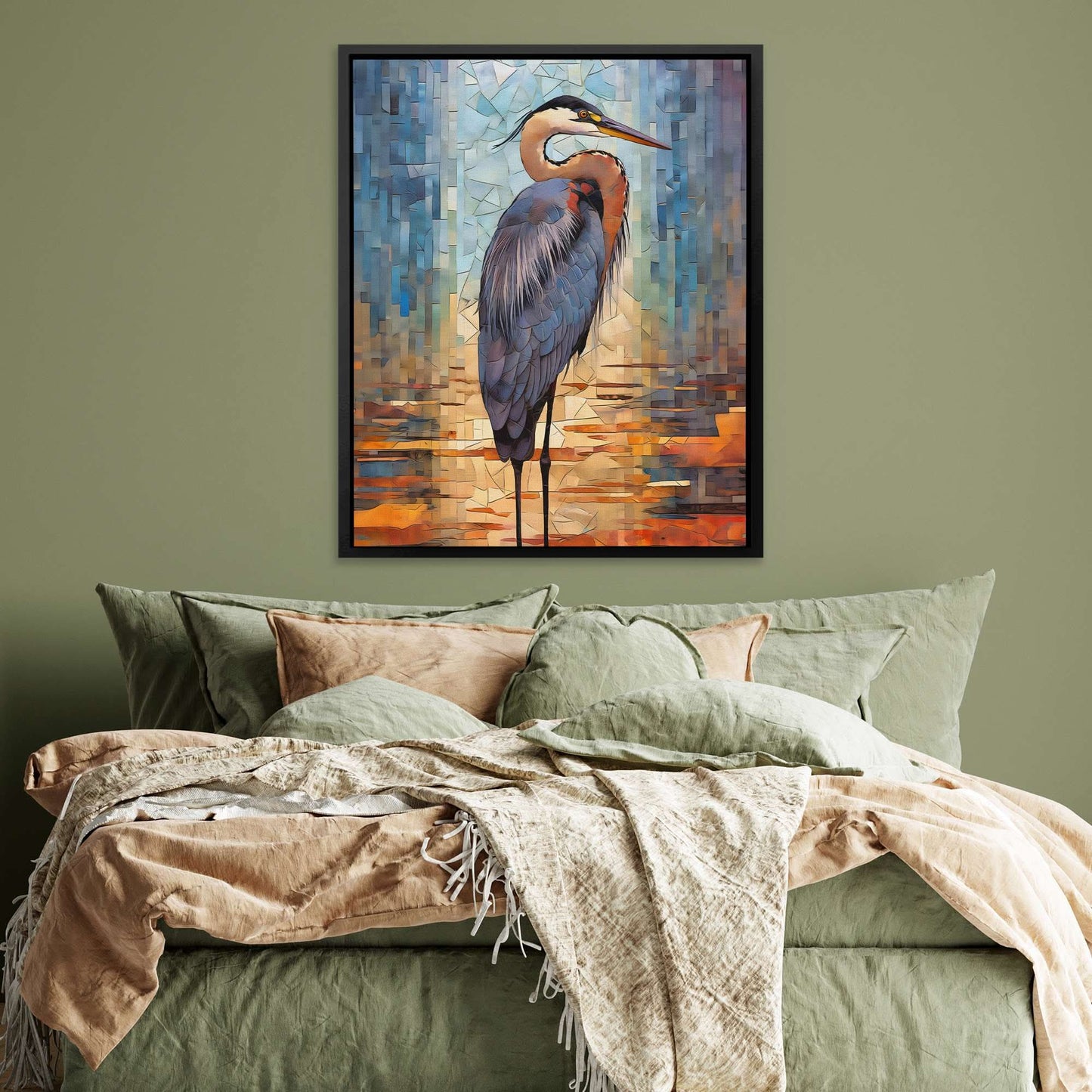 Harmony in Blue - Bird Wall Art in Black Frame