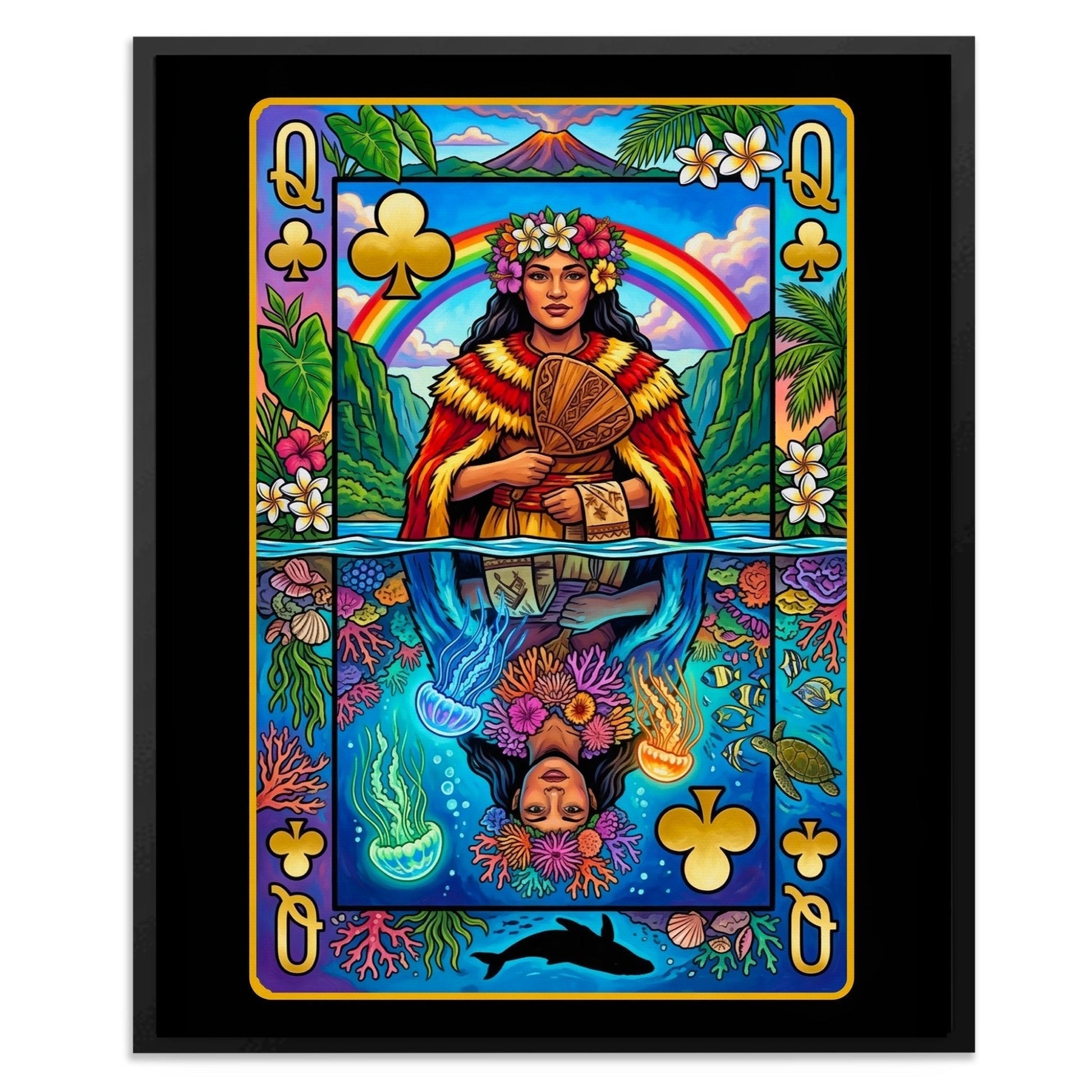 Hawaii Clubs King Queen Jack - 3 Piece Canvas Set Queen
