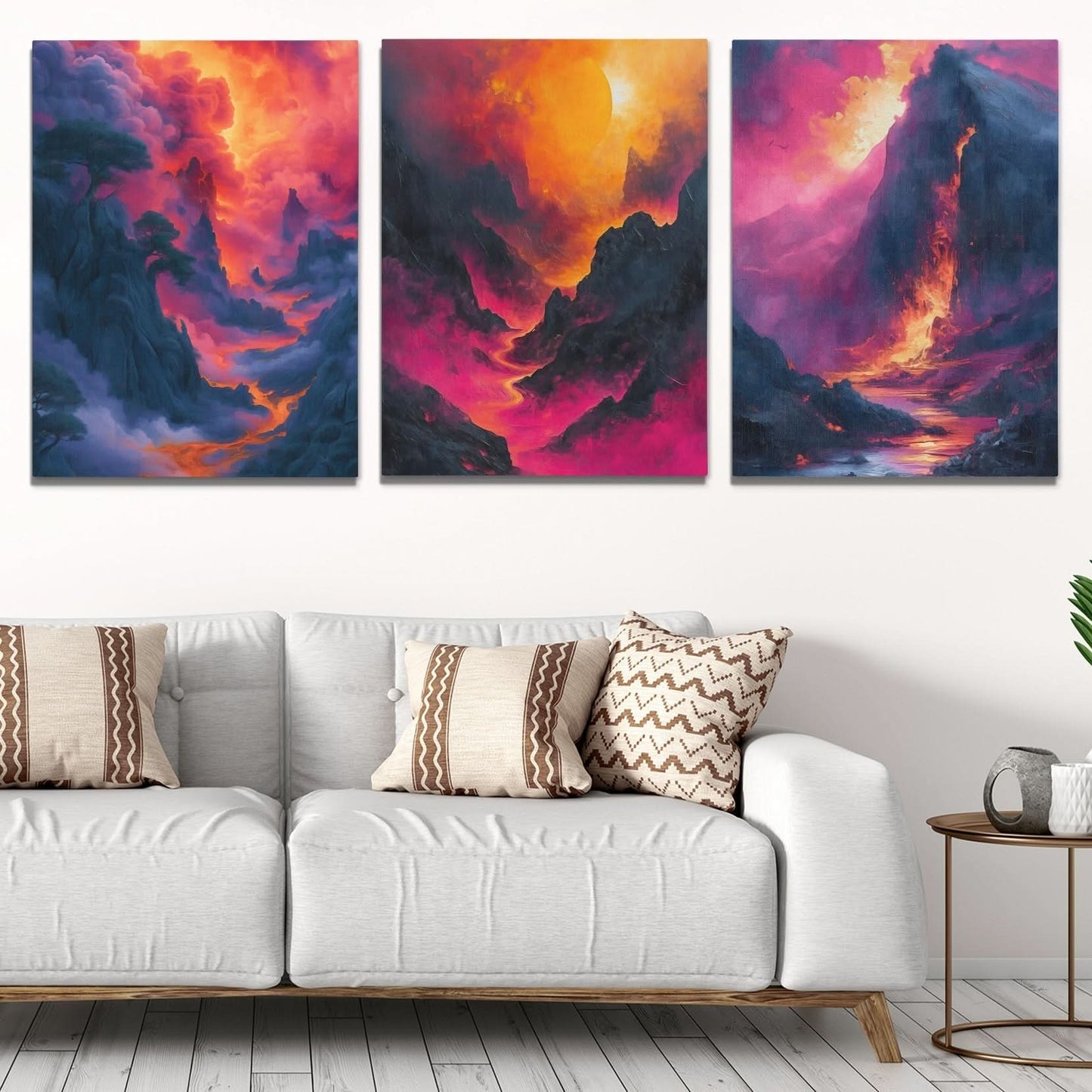Hawaiian Volcano Eruptions - Landscapes Wall Art in Black Frame