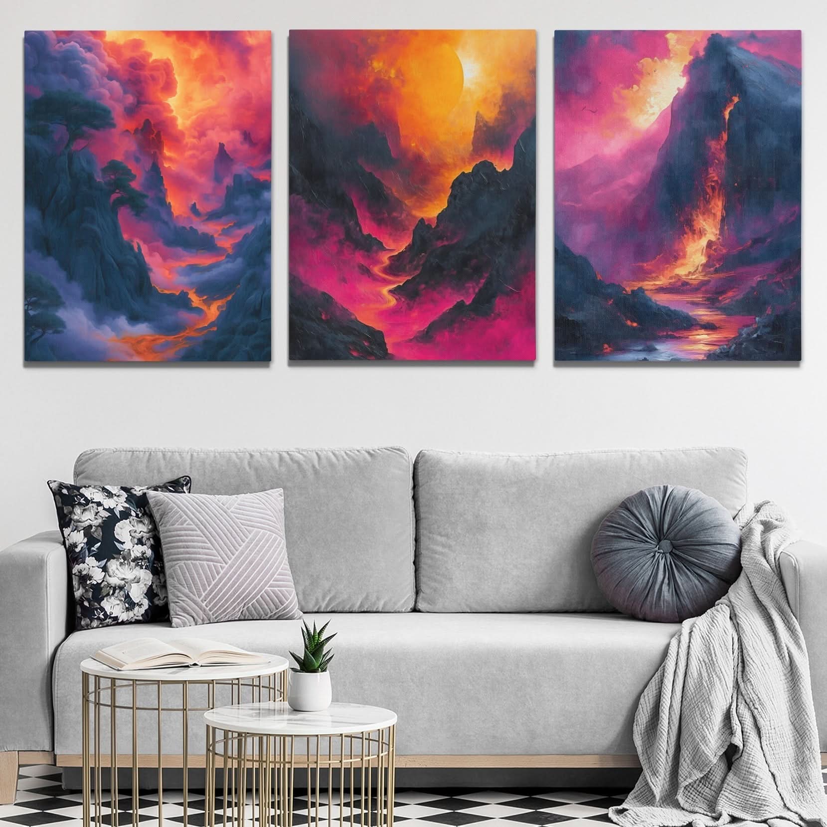 Hawaiian Volcano Eruptions - Abstract Orange Canvas Wall Art