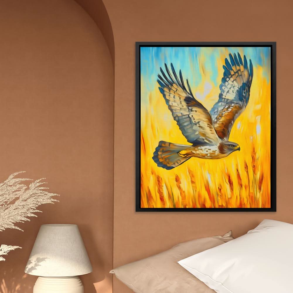Hawk’s Sunset Flight - Brown Bird Canvas Print