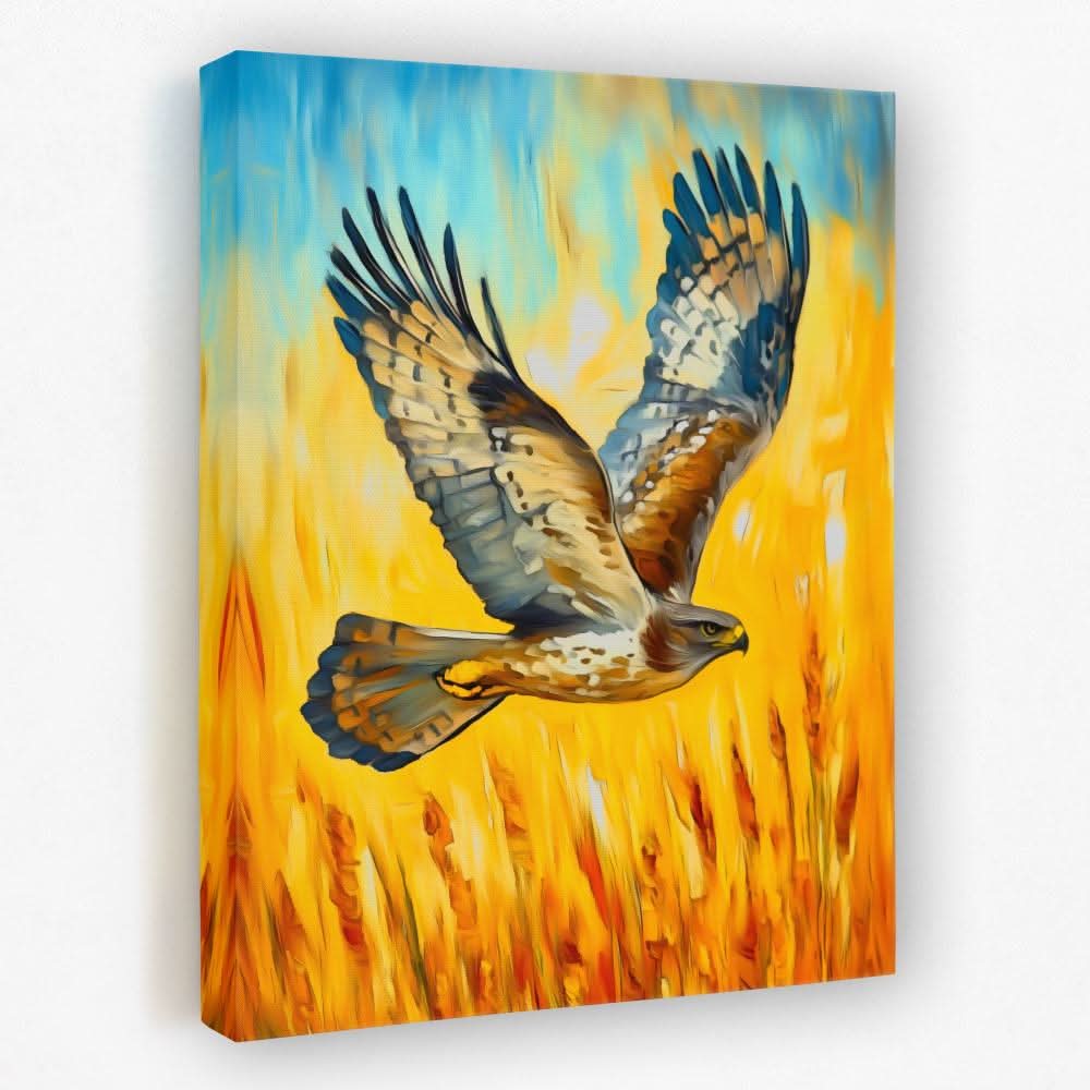 Hawk’s Sunset Flight - Animals Canvas Wall Art